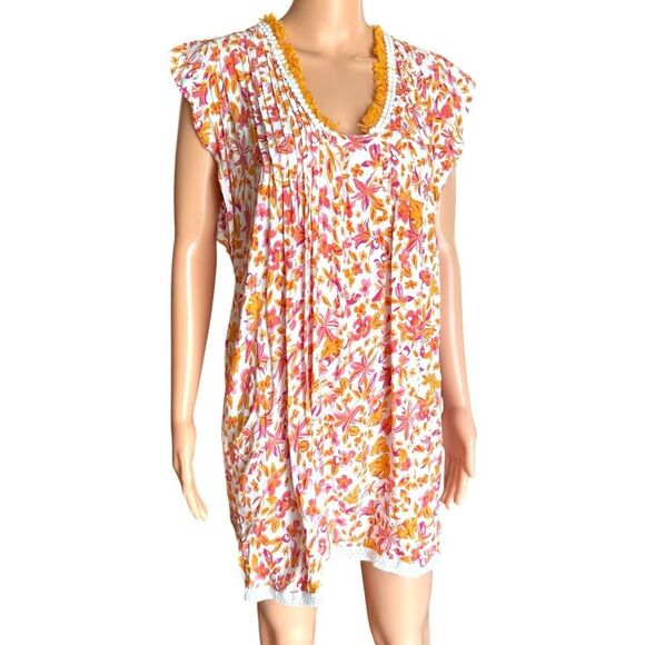 Cynthia Rowley Orange Pink Floral Shift Mini Dress - Picture 4 of 6